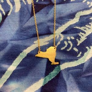 New York NY State Necklace Gold Tone